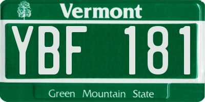 VT license plate YBF181