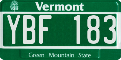 VT license plate YBF183