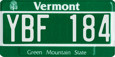 VT license plate YBF184
