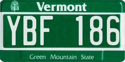 VT license plate YBF186