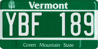 VT license plate YBF189