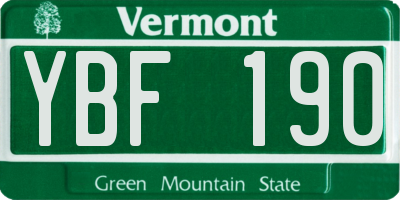 VT license plate YBF190