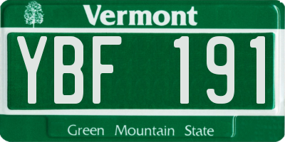 VT license plate YBF191