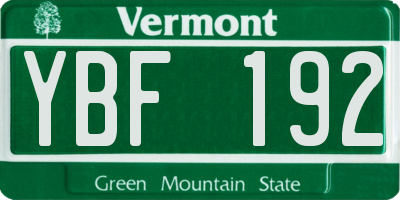 VT license plate YBF192