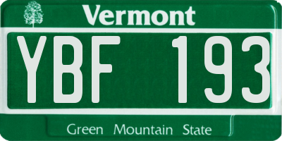 VT license plate YBF193