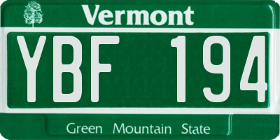 VT license plate YBF194