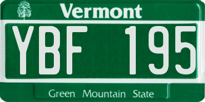 VT license plate YBF195