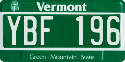 VT license plate YBF196