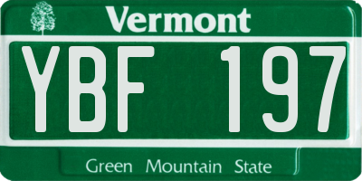VT license plate YBF197