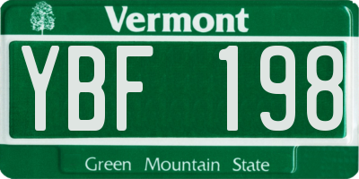 VT license plate YBF198