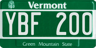 VT license plate YBF200