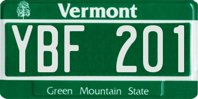 VT license plate YBF201
