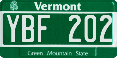 VT license plate YBF202