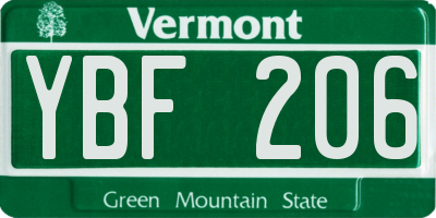 VT license plate YBF206