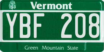 VT license plate YBF208
