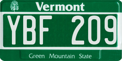 VT license plate YBF209