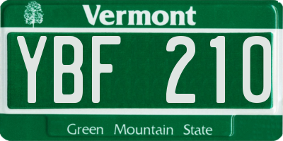 VT license plate YBF210