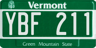 VT license plate YBF211