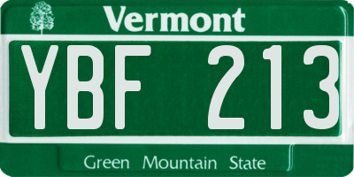 VT license plate YBF213