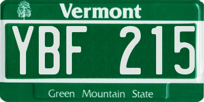 VT license plate YBF215