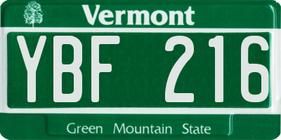 VT license plate YBF216