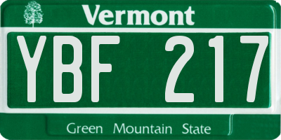 VT license plate YBF217