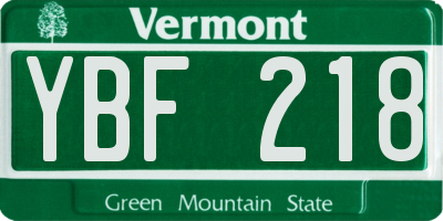 VT license plate YBF218