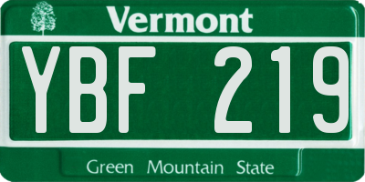 VT license plate YBF219