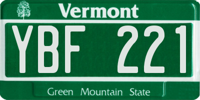 VT license plate YBF221