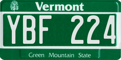 VT license plate YBF224