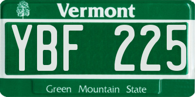 VT license plate YBF225