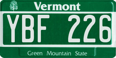 VT license plate YBF226