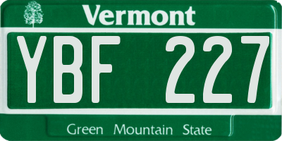 VT license plate YBF227