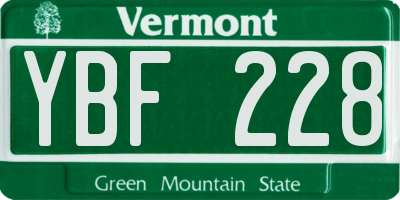 VT license plate YBF228