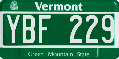 VT license plate YBF229