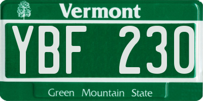 VT license plate YBF230