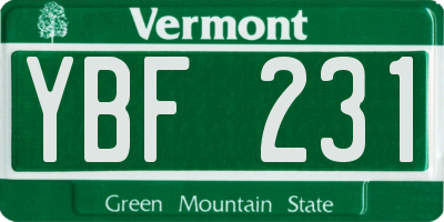 VT license plate YBF231