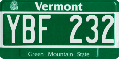 VT license plate YBF232