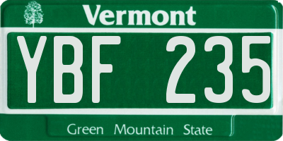 VT license plate YBF235