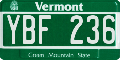 VT license plate YBF236