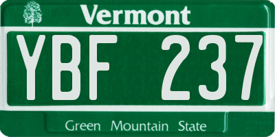 VT license plate YBF237