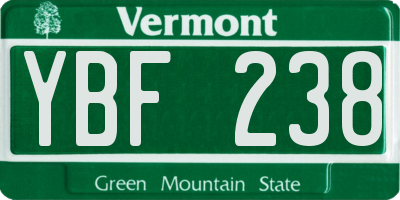 VT license plate YBF238