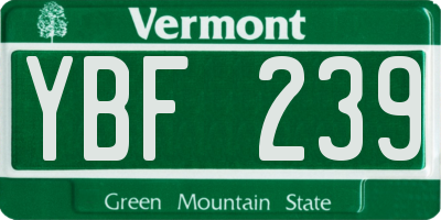 VT license plate YBF239