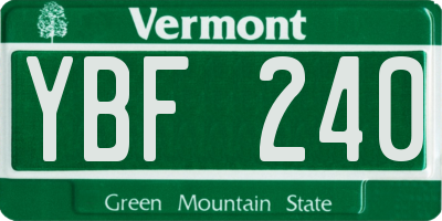 VT license plate YBF240