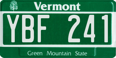 VT license plate YBF241