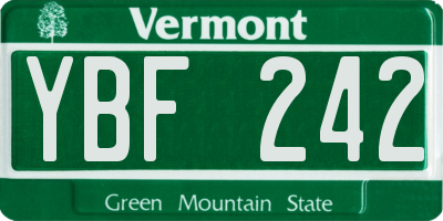 VT license plate YBF242