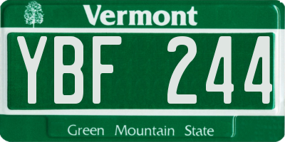 VT license plate YBF244
