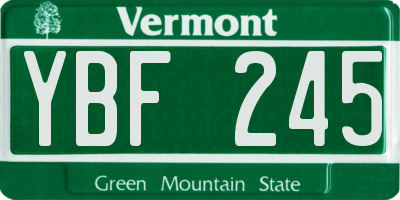 VT license plate YBF245