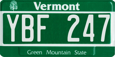 VT license plate YBF247