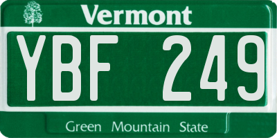 VT license plate YBF249